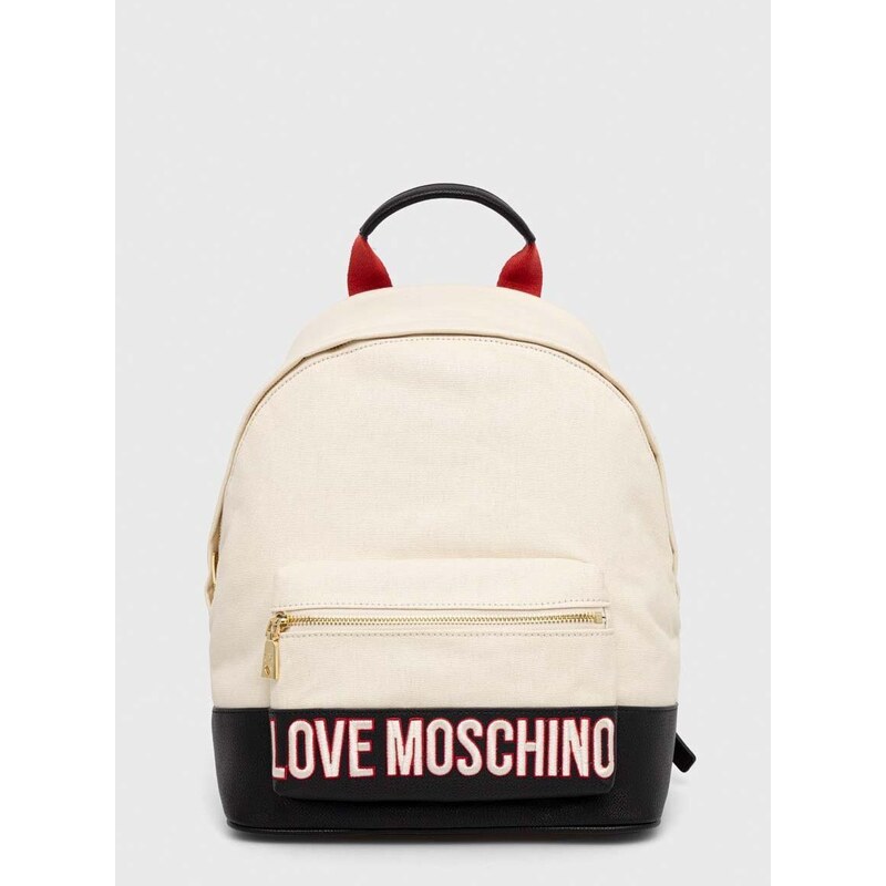 Batoh Love Moschino dámský, béžová barva, velký, s aplikací