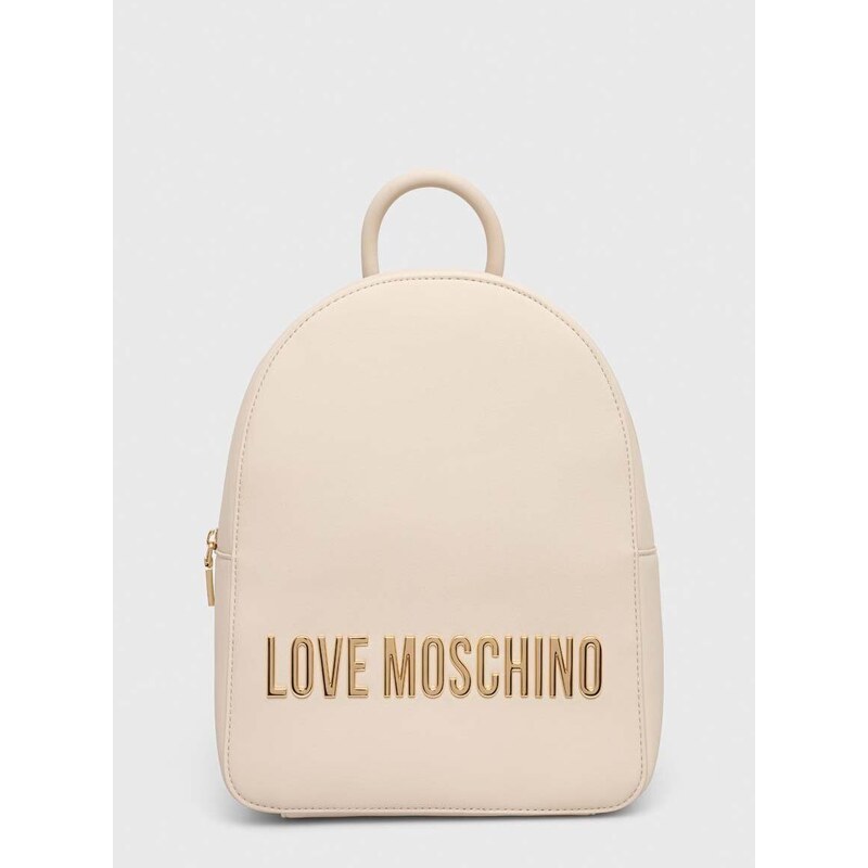 Batoh Love Moschino dámský, béžová barva, malý, s aplikací