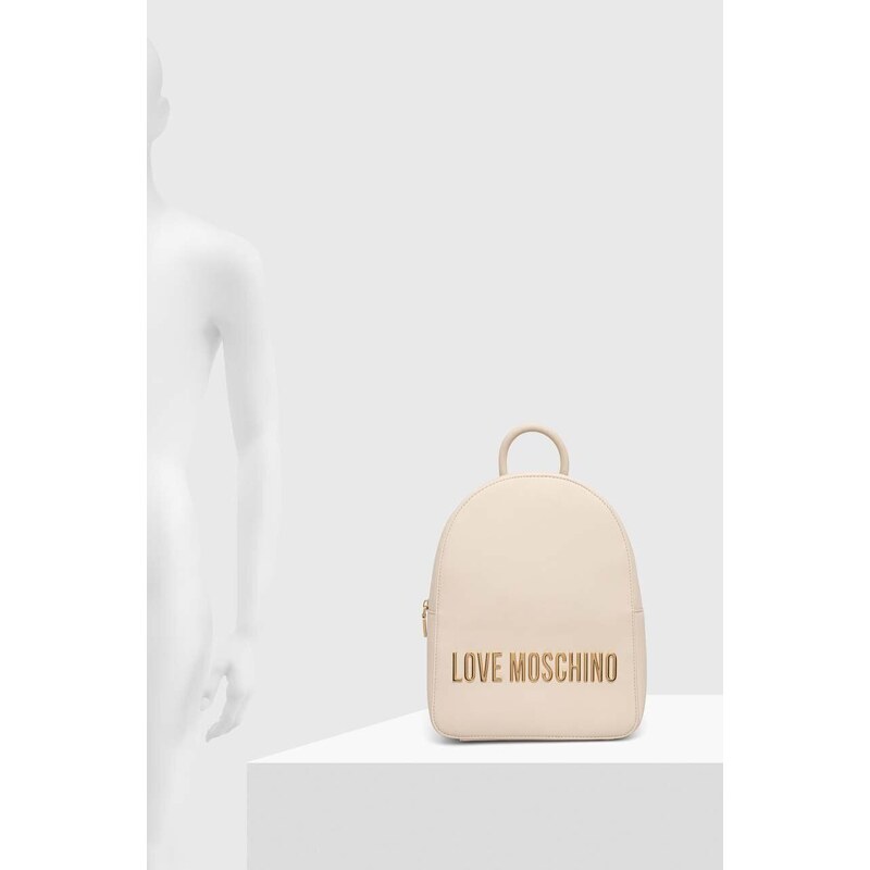 Batoh Love Moschino dámský, béžová barva, malý, s aplikací