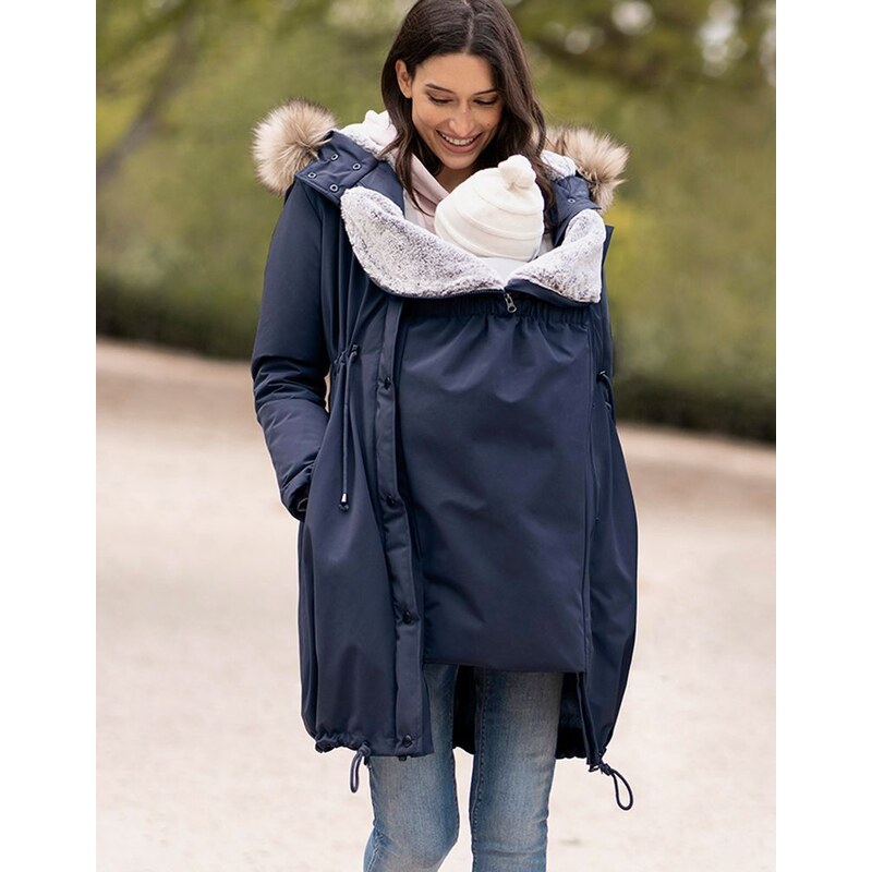Seraphine Zimní těhotenská a nosící bunda-parka 3v1 Valet tmavě modrá