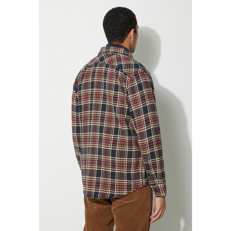 Košile Filson Vintage Flannel Work Shirt tmavomodrá barva, regular, s klasickým límcem, FMCAM0016