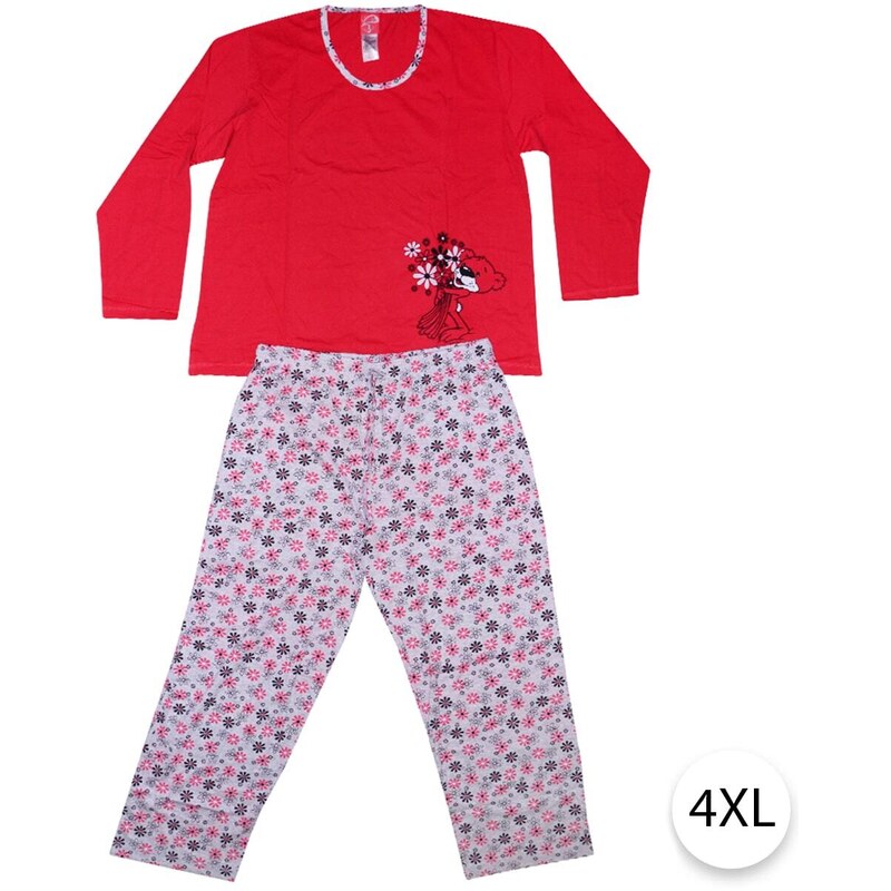 Dámské pyžamo Květy, 4XL, červená, Vienetta Secret