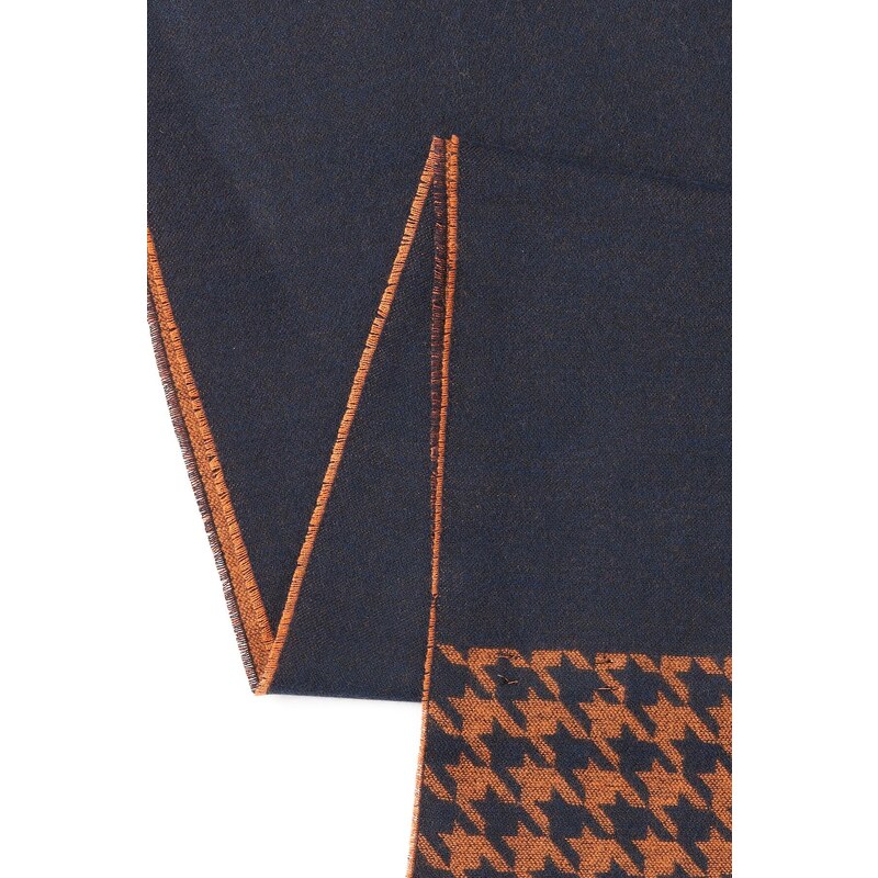 ALTINYILDIZ CLASSICS Men's Navy Blue-Orange Patterned Scarf