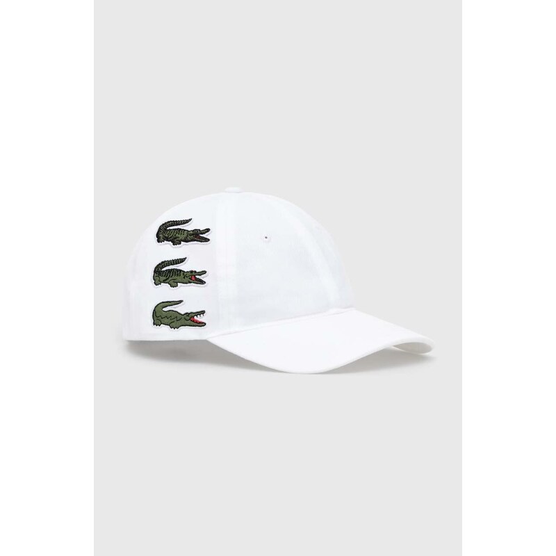 Bavlněná baseballová čepice Lacoste bílá barva, s aplikací, RK3523 001