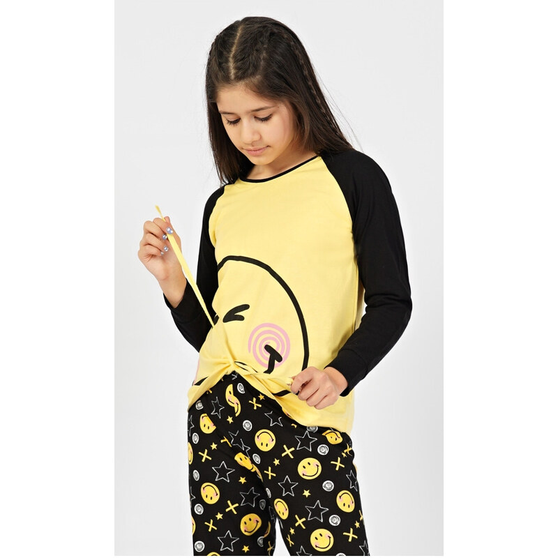 Vienetta Kids Dětské pyžamo dlouhé Úsměv, barva žlutá, 100% bavlna