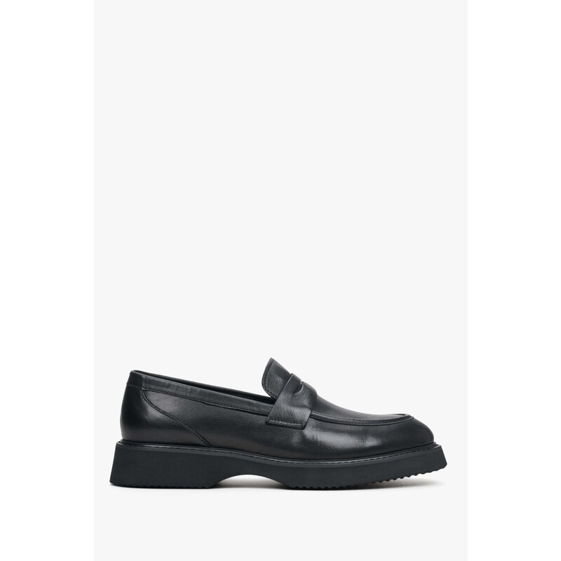Men's Black Penny Loafers made of Genuine Leather Estro ER00113936