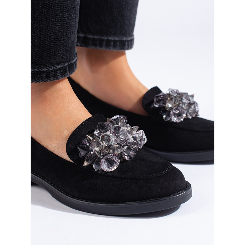 W. POTOCKI Suede black ladies' loafers Potocki