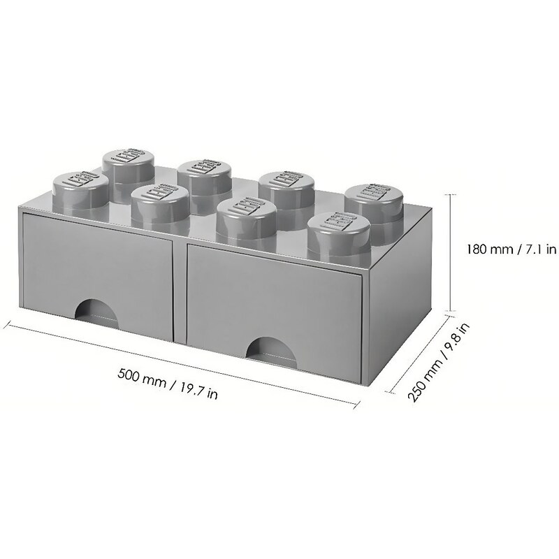 Lego Světle šedý úložný box LEGO Storage 25 x 50 cm