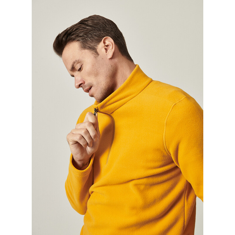 AC&Co / Altınyıldız Classics Men's Yellow Anti-pilling Anti-Pilling Standard Fit High Neck Cold Proof Fleece Sweatshirt