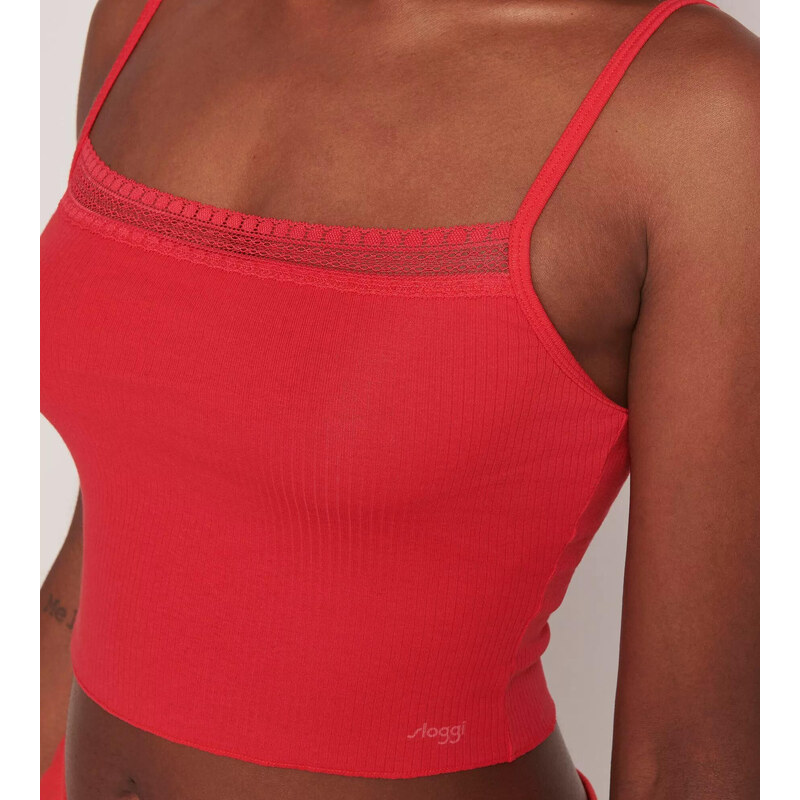 Dámský top GO Ribbed Crop top - CAMPARI - červený 0024 - SLOGGI