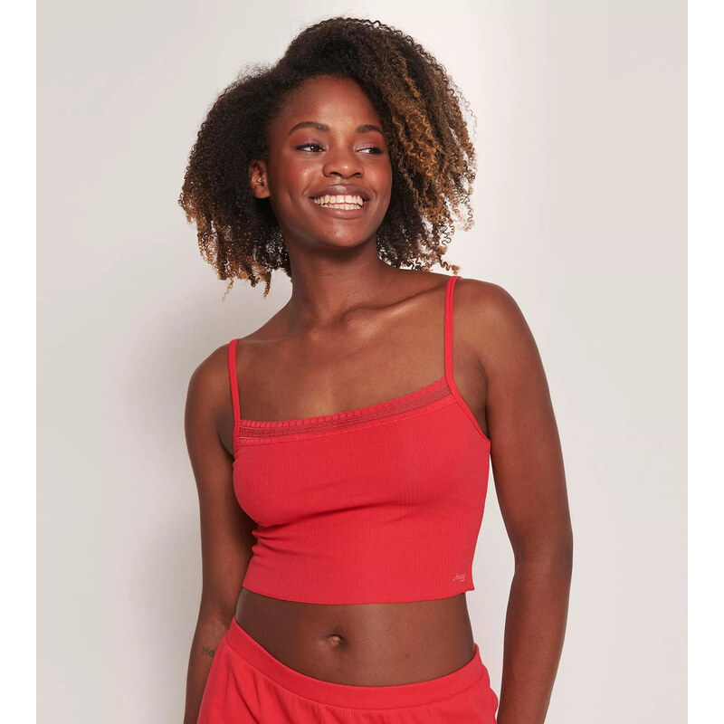 Dámský top GO Ribbed Crop top - CAMPARI - červený 0024 - SLOGGI