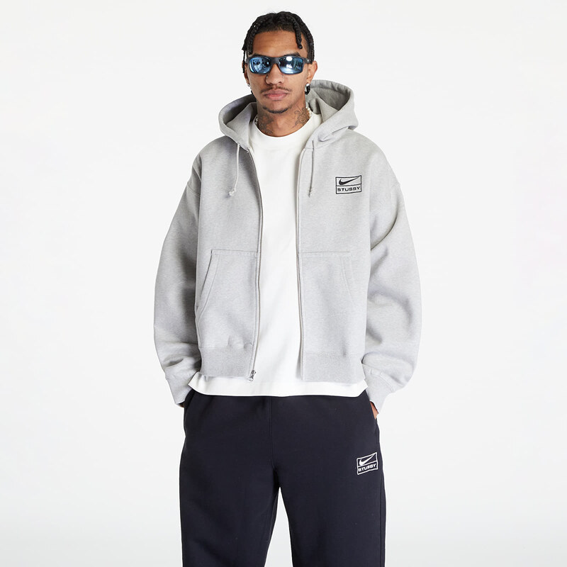 Nike U NRG x Stüssy Full-Zip Fleece Hoodie Grey Heather/ Black 