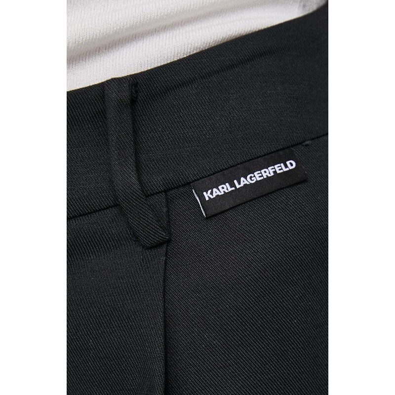 Kalhoty Karl Lagerfeld dámské, černá barva, široké, high waist