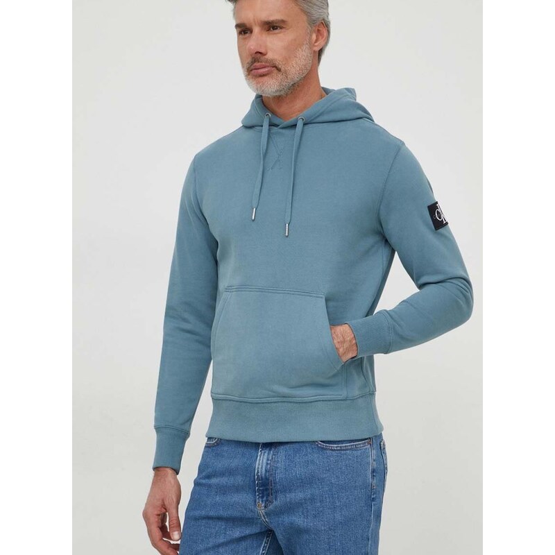 Bavlněná mikina Calvin Klein Jeans pánská, s kapucí, s aplikací