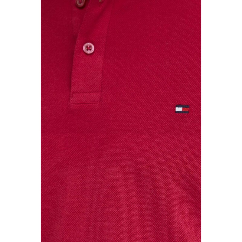 Polo tričko Tommy Hilfiger vínová barva, s aplikací