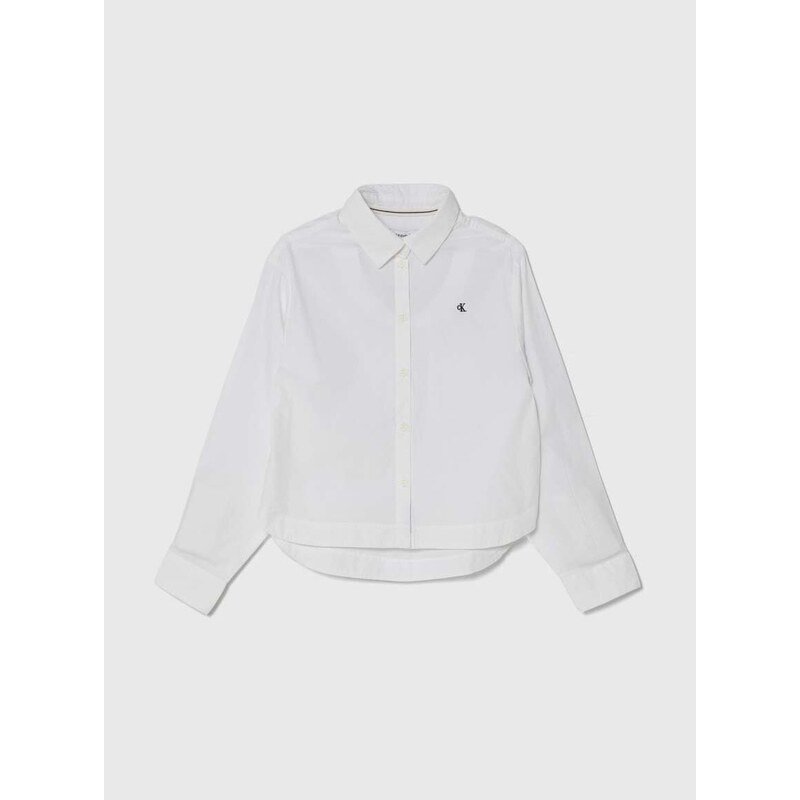 Dětská bavlněná košile Calvin Klein Jeans bílá barva