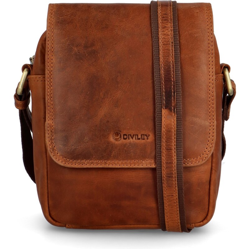 Luxusní pánská kožená crossbody Diviley Bronn, koňaková