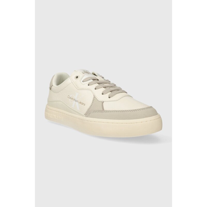 Sneakers boty Calvin Klein Jeans CLASSIC CUPSOLE LOW LTH ML FAD béžová barva, YM0YM00885