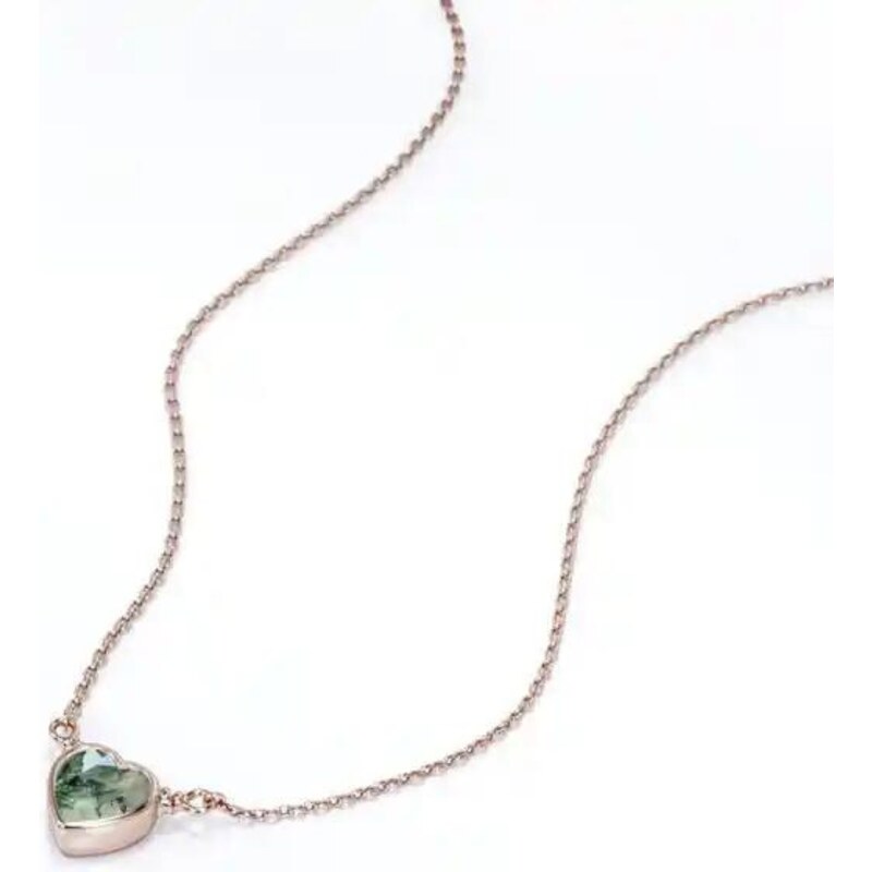 OLIVIE Stříbrný náhrdelník MECHOVÝ ACHÁT ROSE 8235