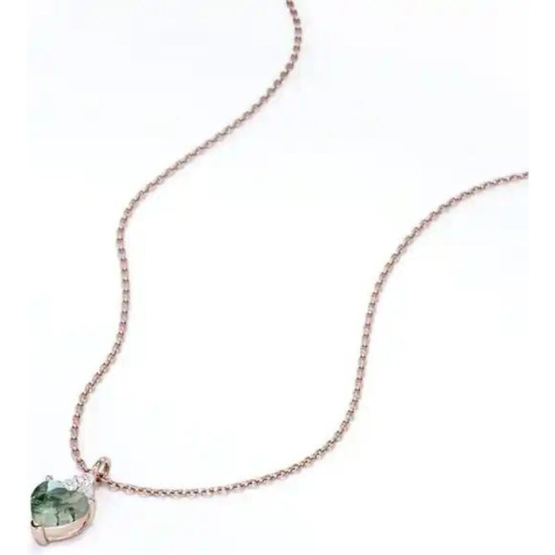OLIVIE Stříbrný náhrdelník MECHOVÝ ACHÁT ROSE 8236