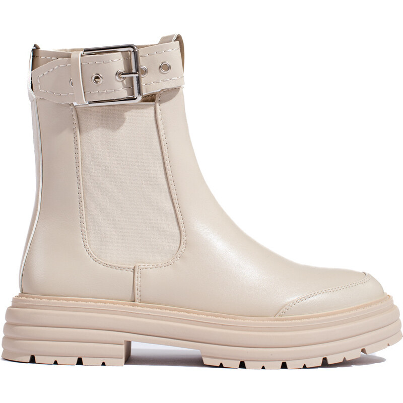 Beige women's Chelsea boots Shelvt