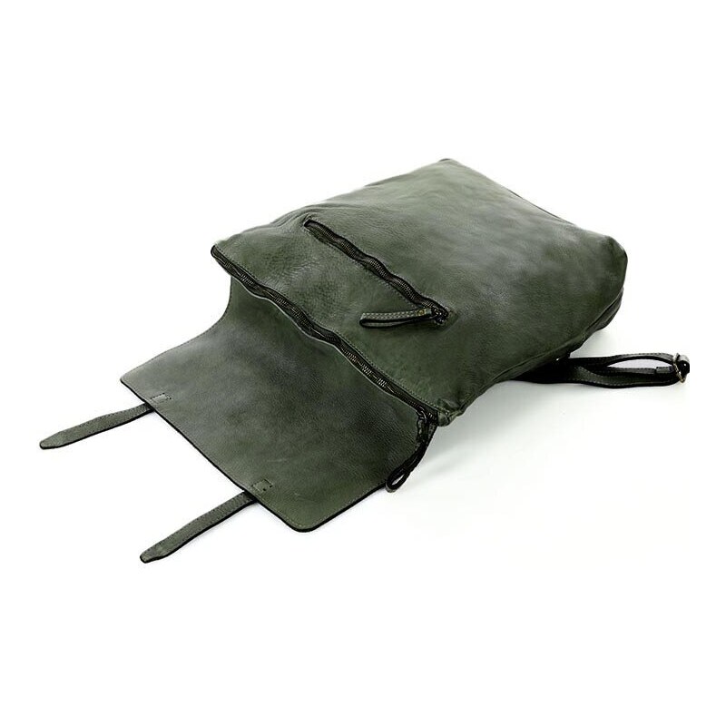 Italský batoh Kabelky od Hraběnky kolekce Indiana Jones pravá kůže; zelená