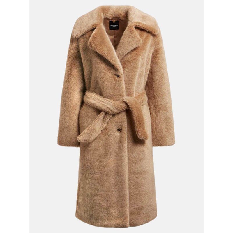 Béžový kožešinový kabát - GUESS