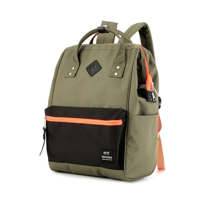 Himawari Okta grande studentský batoh USB port Borla Zelený 19L 115025132