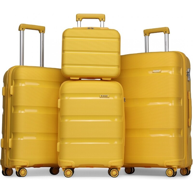 KONO Set 4 kufrů z polypropylenu - 15L, 44L, 77L, 111L - žlutá