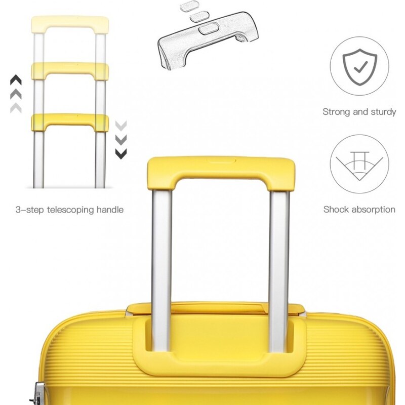 Set kufrů - KONO pastelový 4set s kosmetickým kufříkem, žlutý