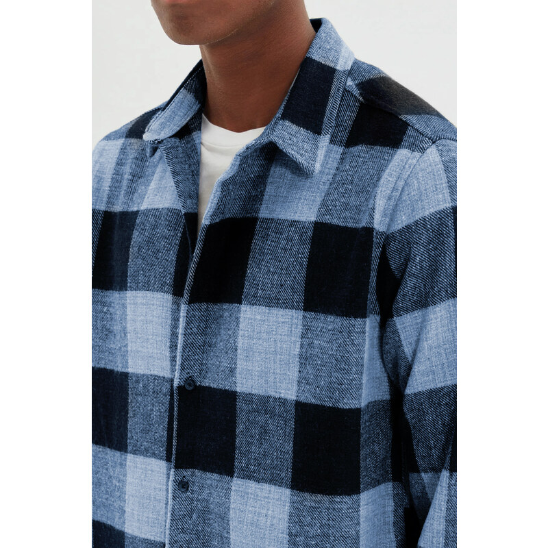 Trendyol Indigo Slim Fit Shirt Collar Lumberjack Plaid Shirt