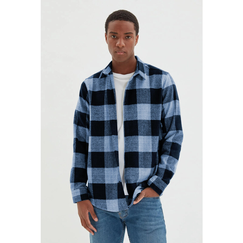 Trendyol Indigo Slim Fit Shirt Collar Lumberjack Plaid Shirt