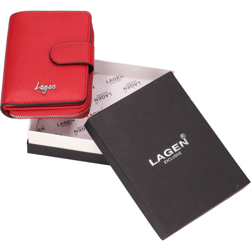 Malá dámská kožená peněženka Lagen Silla - červená