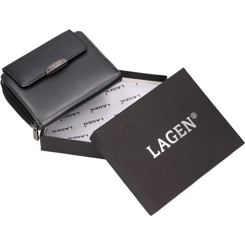Malá dámská kožená peněženka Lagen Spare - černá