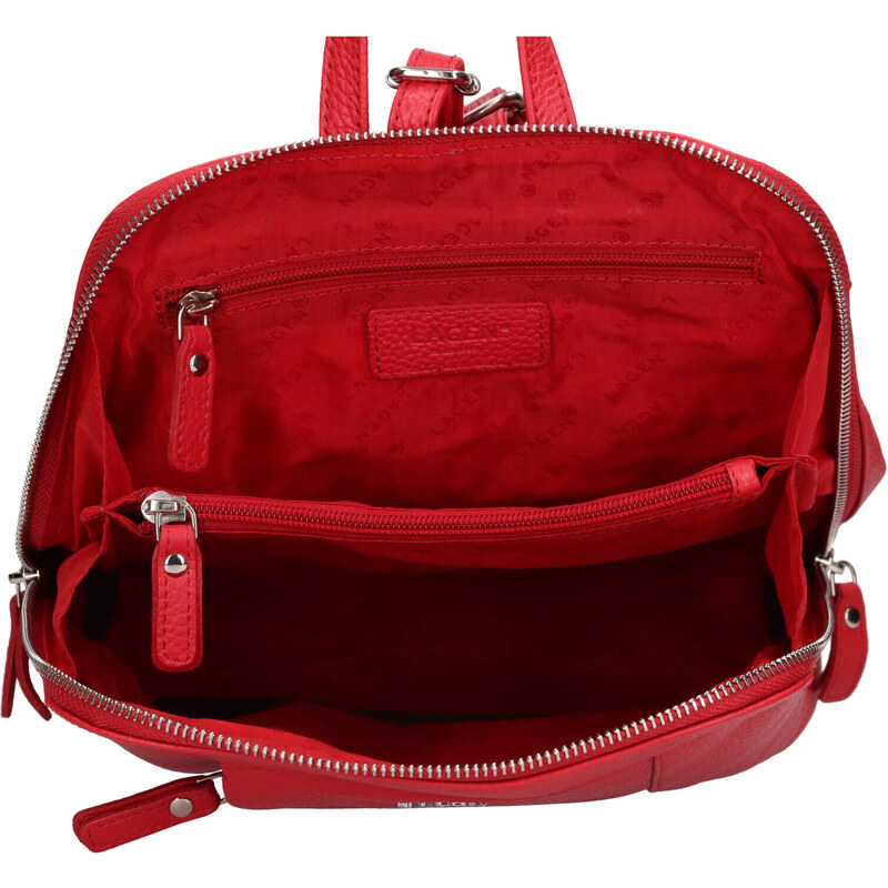 Dámský kožený batoh Lagen Curen - červená