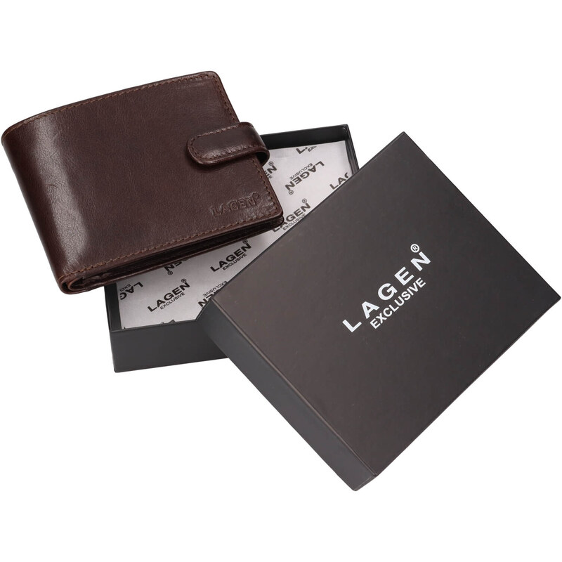 Pánská kožená peněženka Lagen Mareto - tmavě hnědá