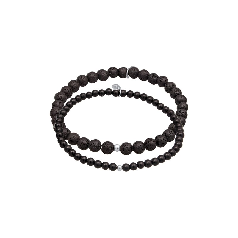 KUZZOI Náramek Onyx černá / stříbrná