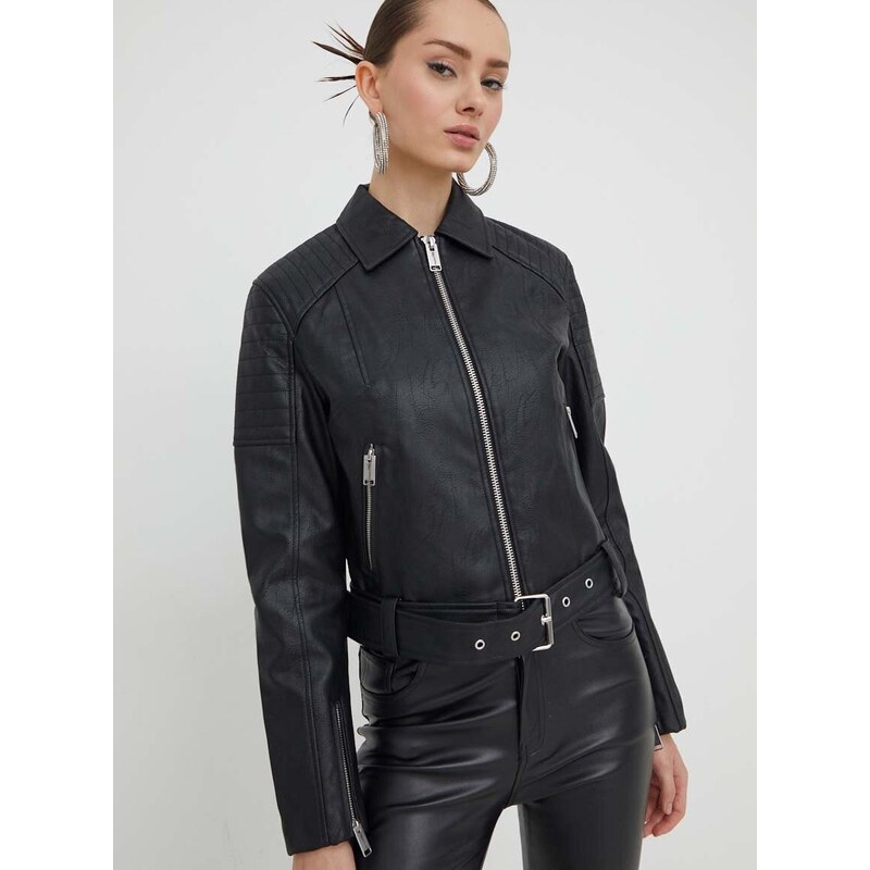 Bunda Karl Lagerfeld Jeans dámská, černá barva, přechodná