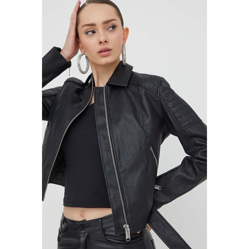 Bunda Karl Lagerfeld Jeans dámská, černá barva, přechodná