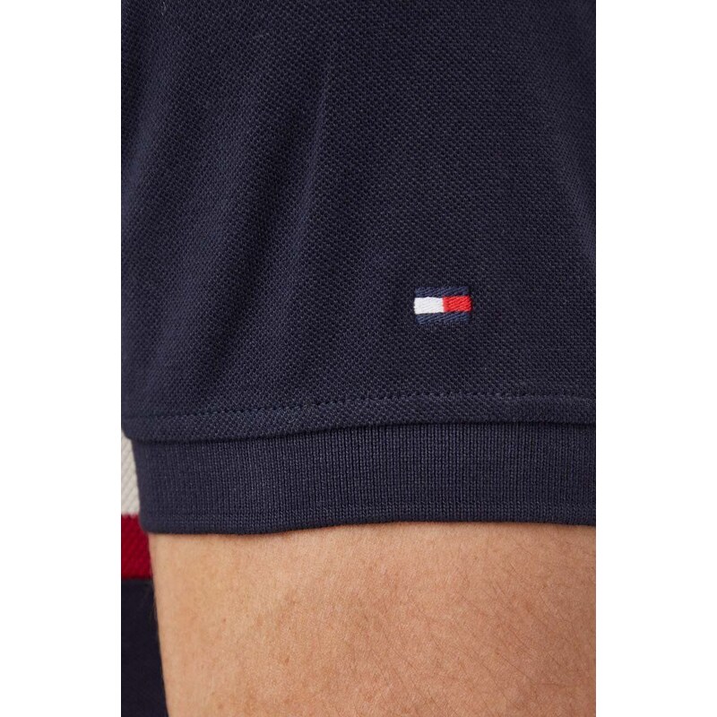 Bavlněné polo tričko Tommy Hilfiger tmavomodrá barva, s aplikací