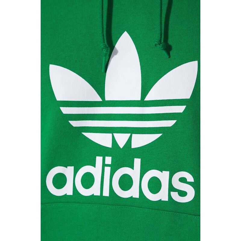 Bavlněná mikina adidas Originals Adicolor Classics Trefoil pánská, zelená barva, s kapucí, s potiskem, IM9403