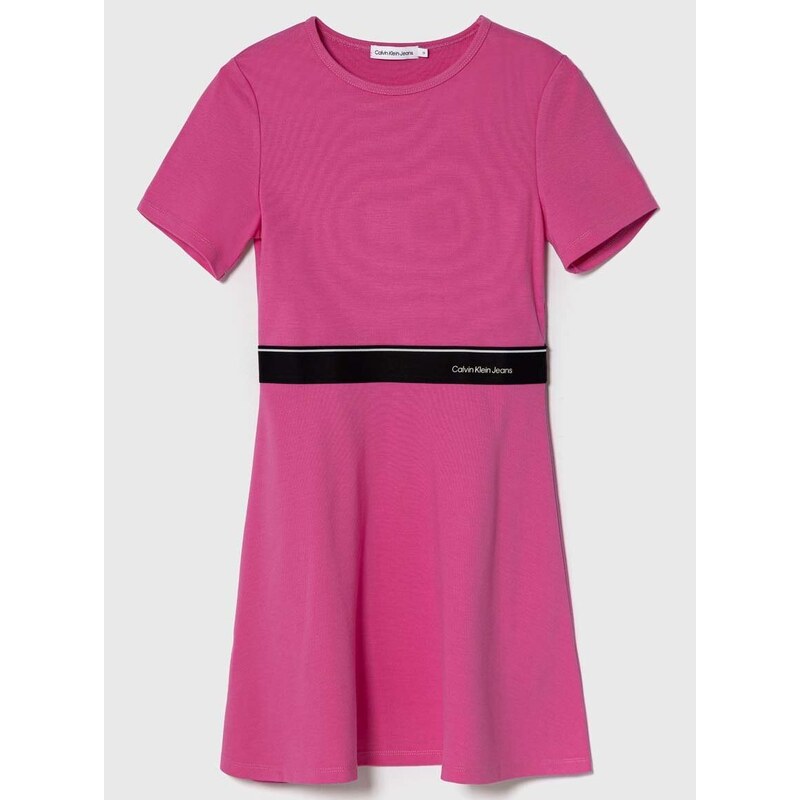 Dívčí šaty Calvin Klein Jeans růžová barva, mini