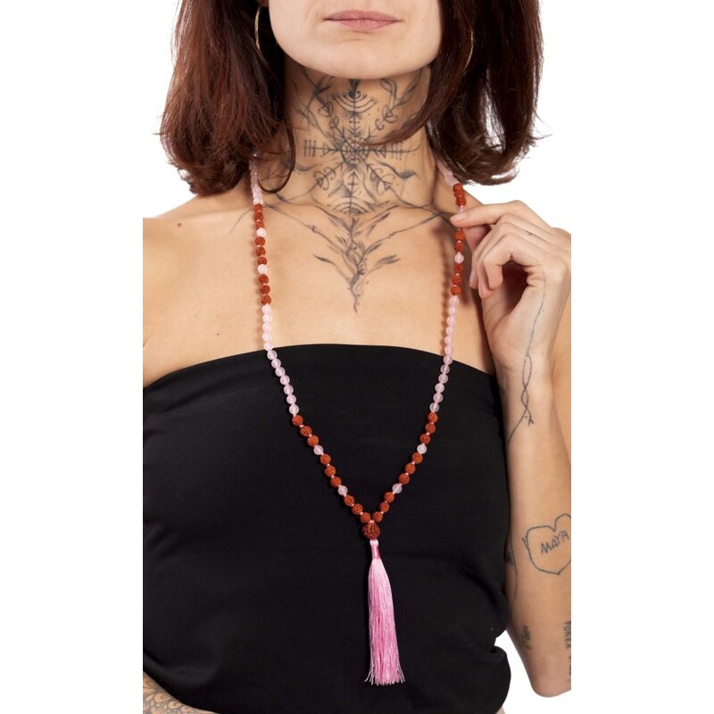 Indie Meditační náhrdelník MALA růžový I.