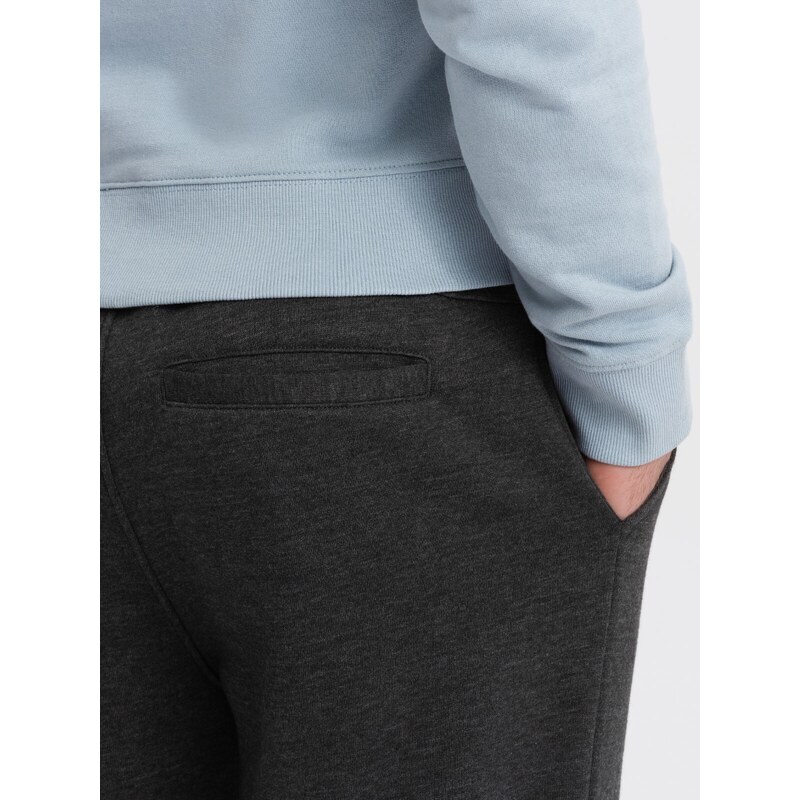 Ombre Clothing Pánské tepláky s prošíváním a zipem na nohavicích - grafitový melír V2 OM-PASK-0147
