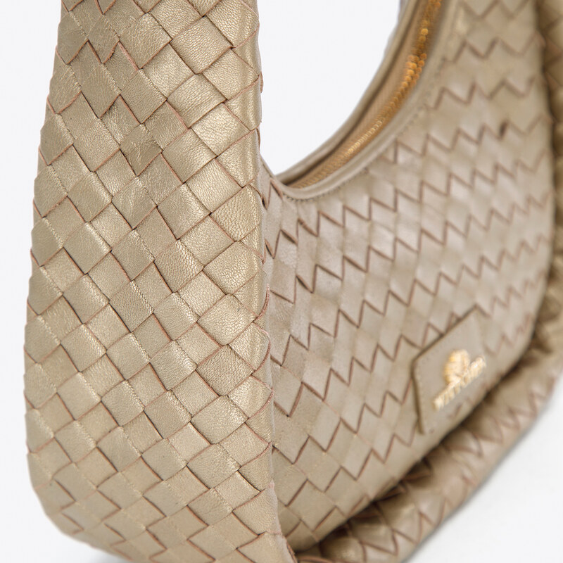 Malá dámská kabelka vyrobená z tkané kůže Wittchen, zlatá, přírodní kůže