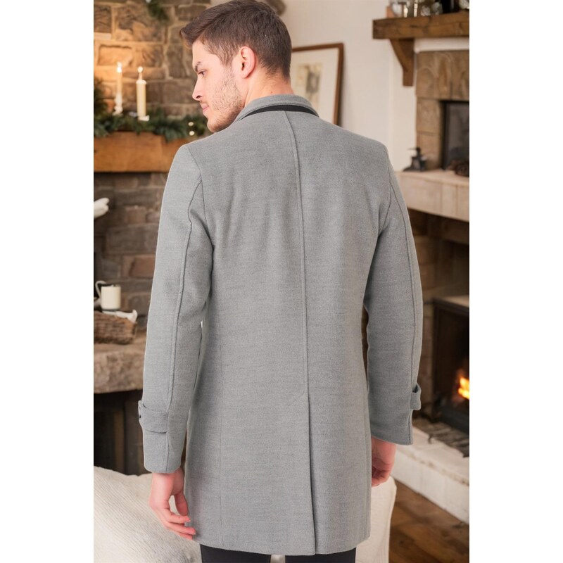 PLT8391 DEWBERRY MEN'S COAT-STRAIGHT GREY