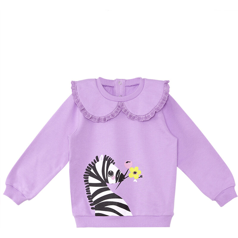 Denokids Zebra Baby Girl Lilac Sweatshirt