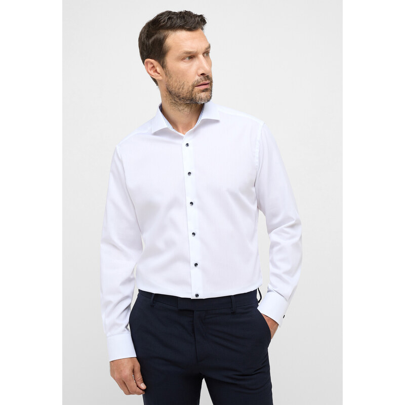 ETERNA Modern Fit bílá košile pánská s kontrastem Popelín Non Iron