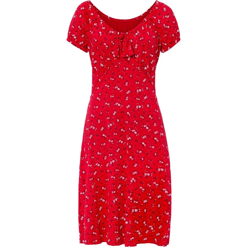 bonprix Žerzejové šaty s potiskem Červená