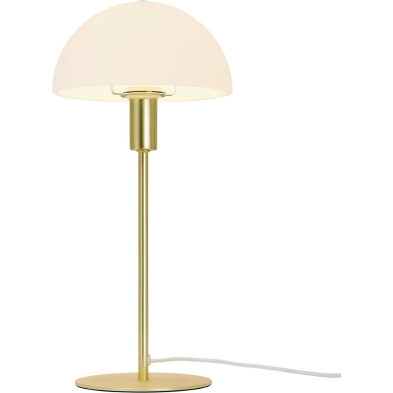 Nordlux Opálově bílá skleněná stolní lampa Ellen s mosaznou podstavou